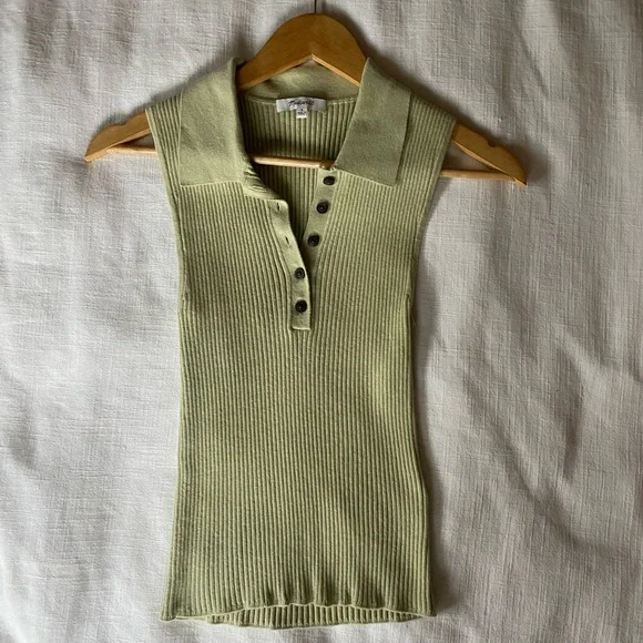 Madewell Owen Polo Sweater Tank in faded seagrass - Picture 1 of 4